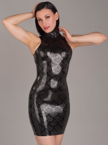 Textured Latex Filigree Print Dress