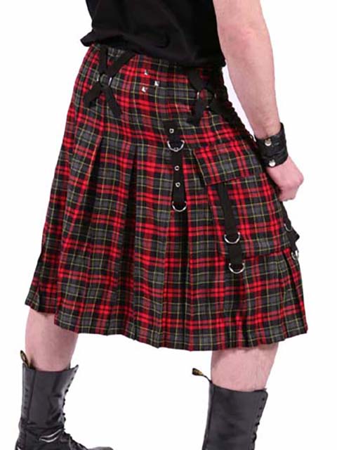 Red & Grey Plaid Bondage Kilt