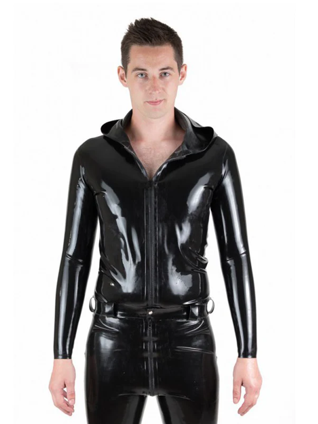 Latex Long Sleeved Hooded Top