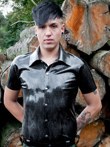 Textured Latex Polo Shirt