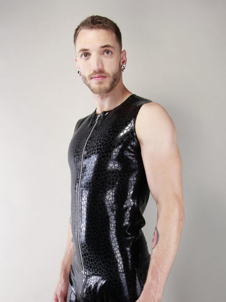 Front Zip Textured Latex Vest