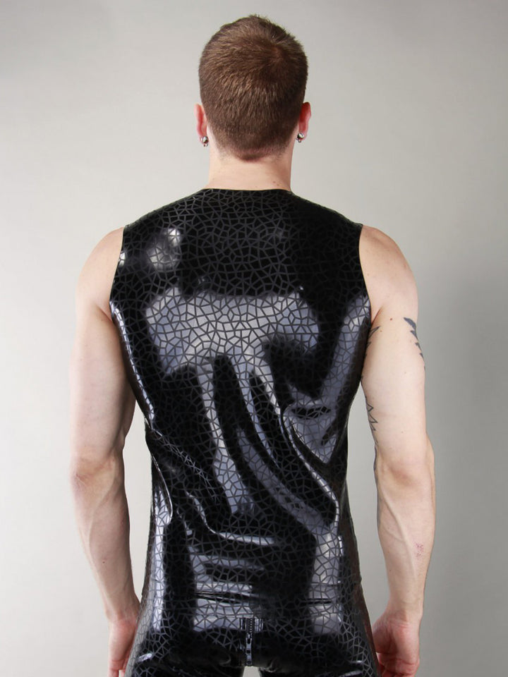 Front Zip Textured Latex Vest
