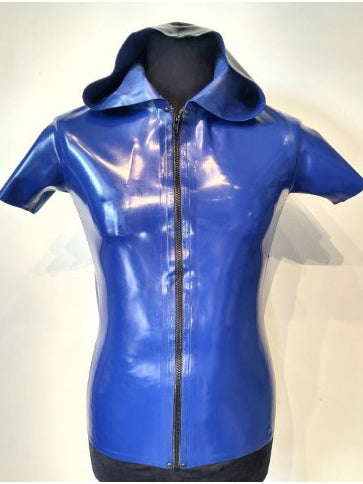 Latex Short Sleeved Hooded Shirt
