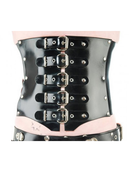 Latex Five Buckle Corset Belt