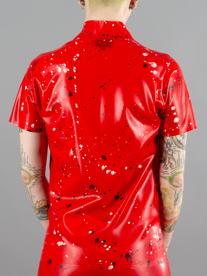 Latex Front Zip Marbled T Shirt