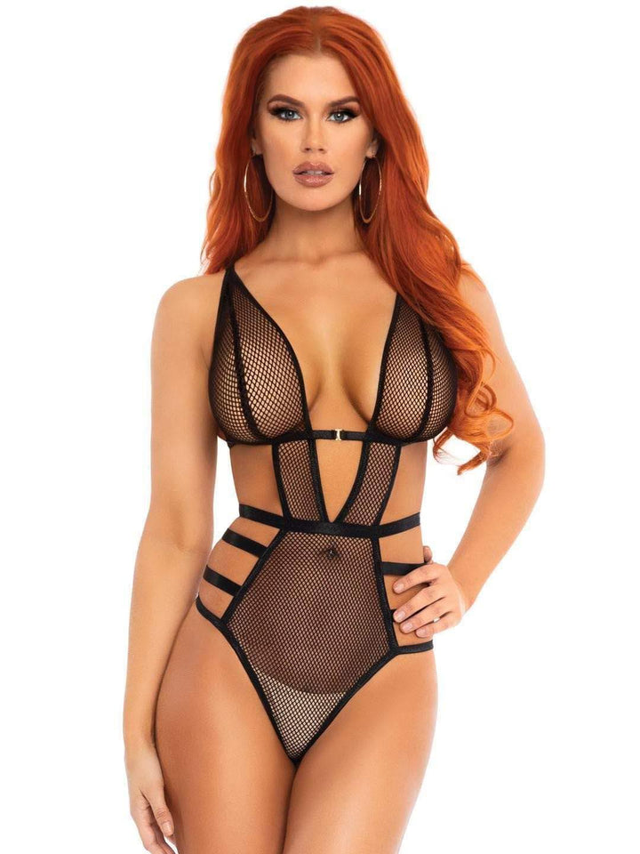 Fishnet Strappy G-String Teddy
