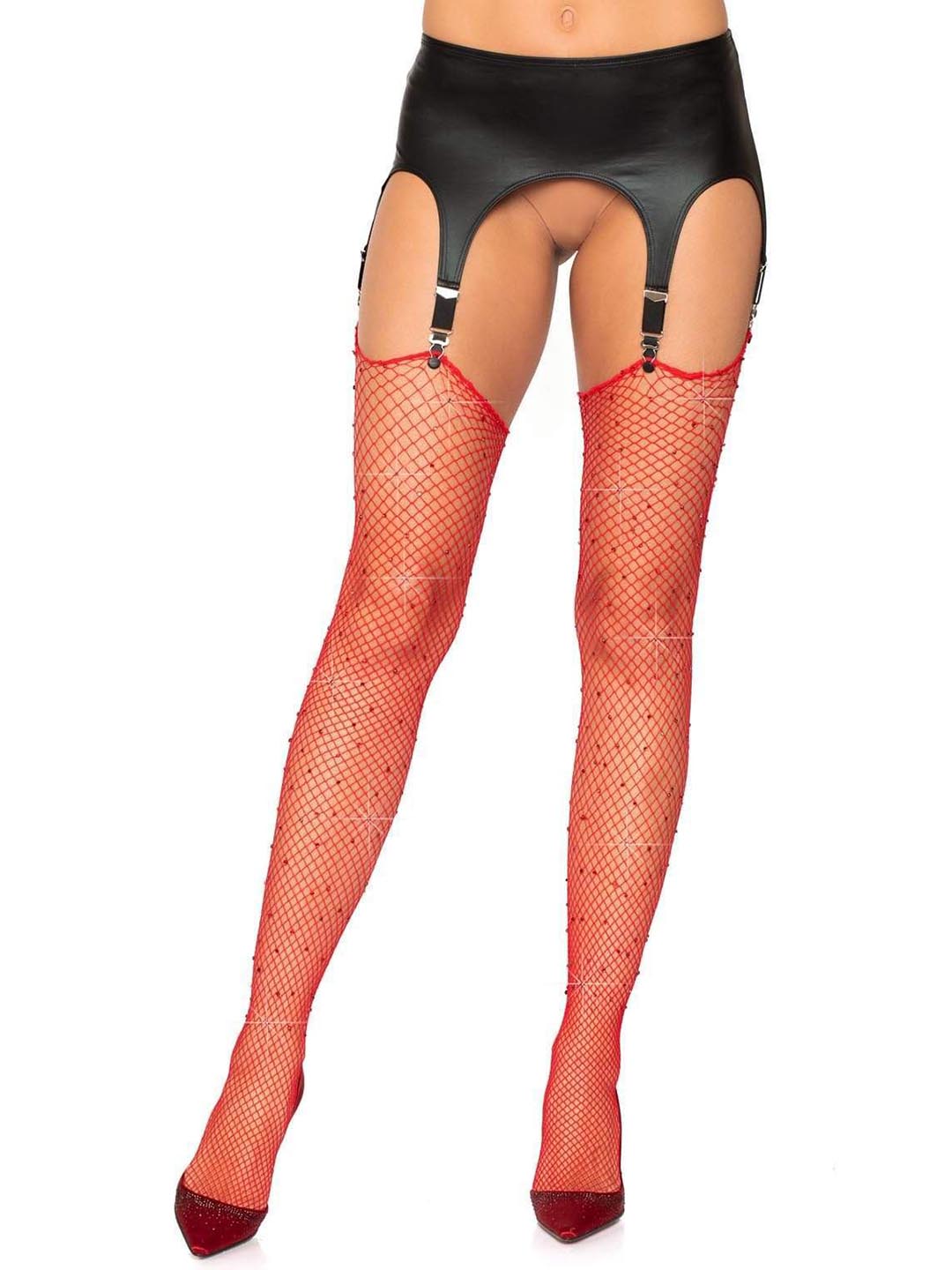Rhinestone Fishnet Stockings with Unfinished Top