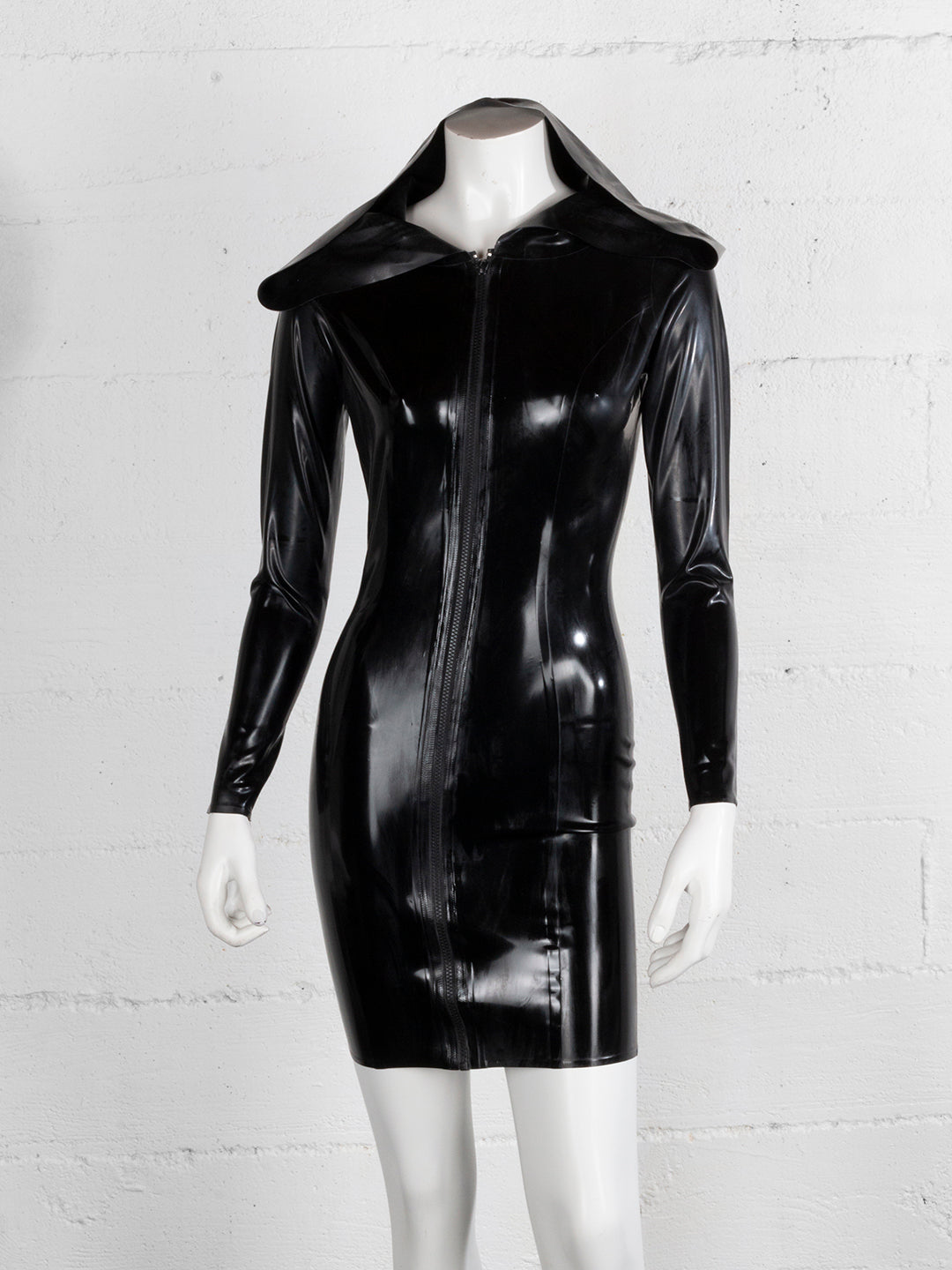 Latex Long Sleeve Hooded Dress