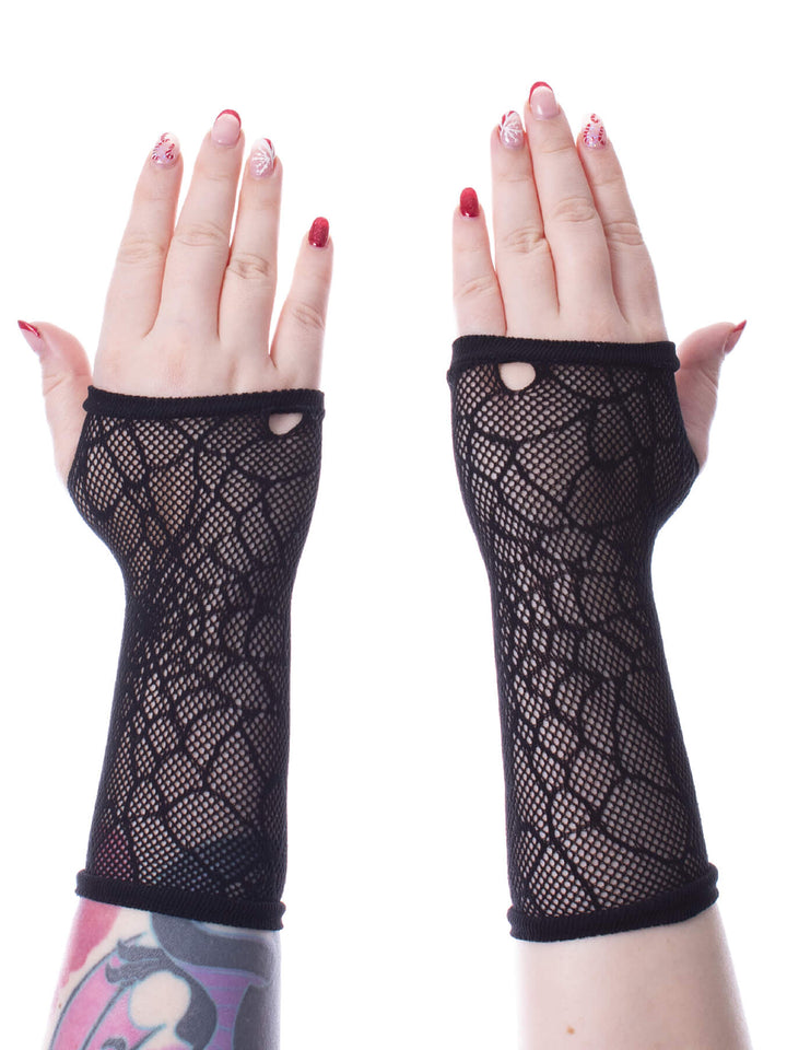 Spiderweb Fishnet Arm Warmers