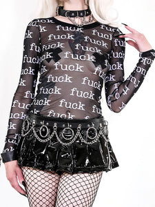 Fuck Mesh Long Sleeve Top