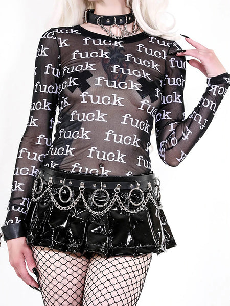 Fuck Mesh Long Sleeve Top