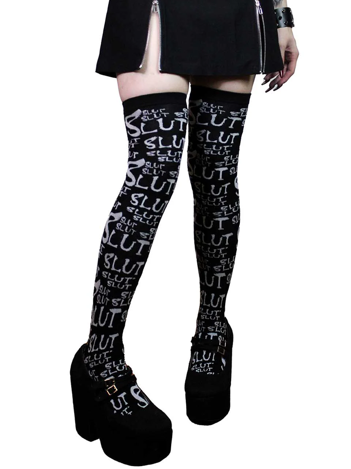 SLUT Thigh High Socks