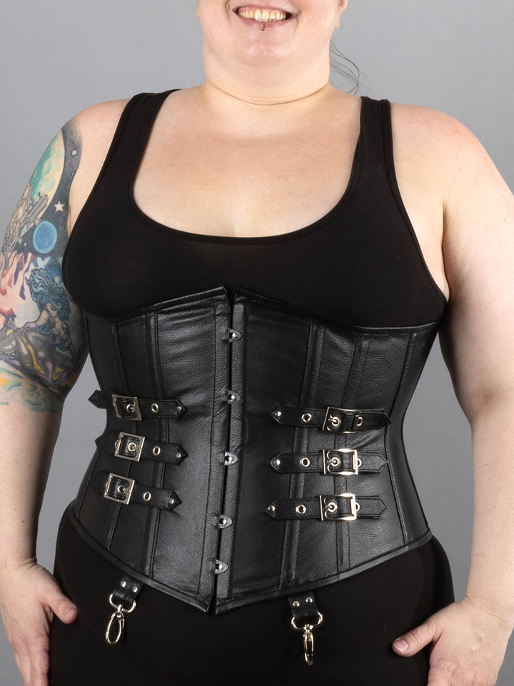 Leather Underbust Corset with Buckles