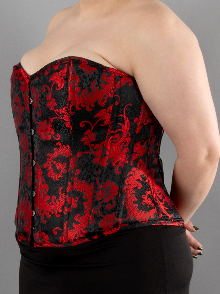 Black and Red Brocade Overbust Corset