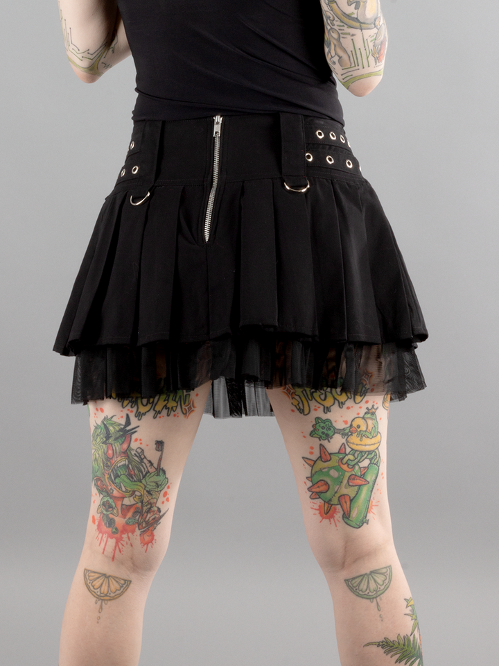 Twill Pleated Mini Skirt