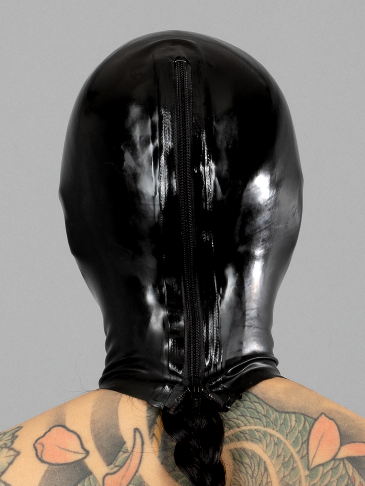 Latex Open Face Hood with Straight Across Cut