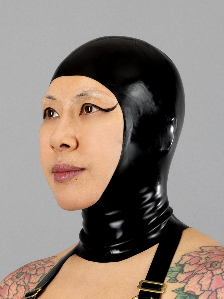 Latex Open Face Hood with Straight Across Cut