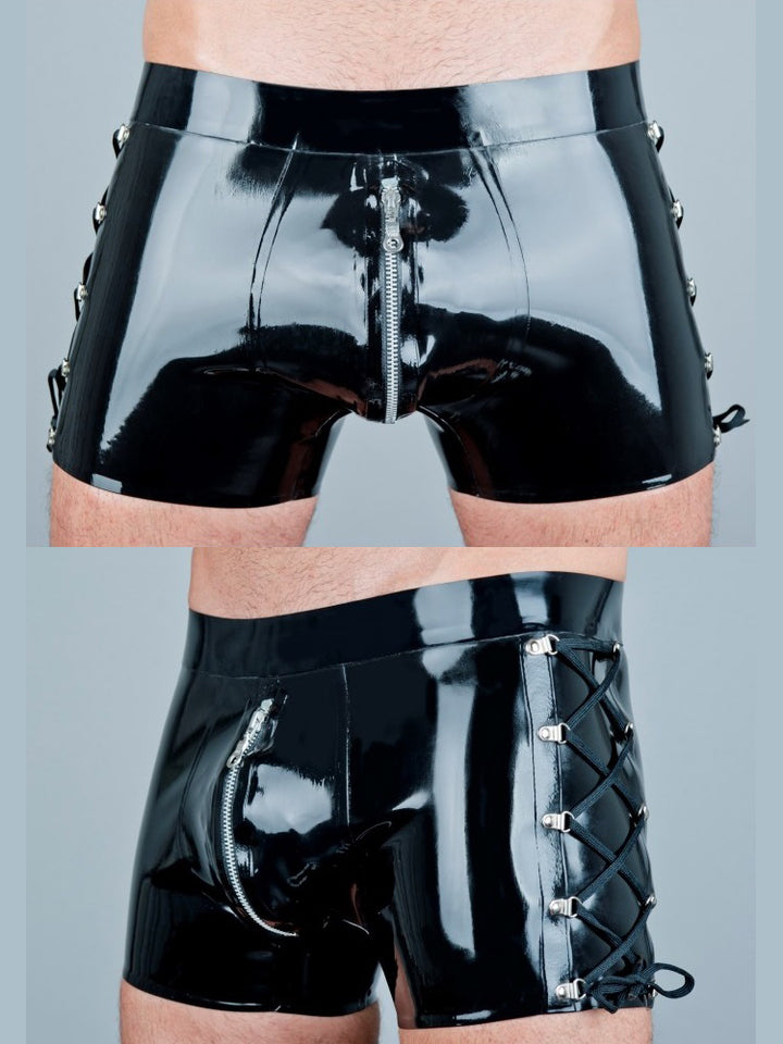 Latex Shorts with Lace Up Sides