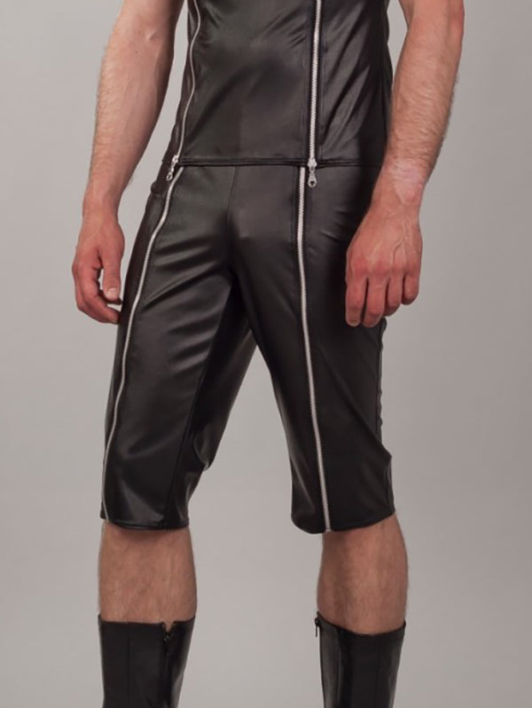 Vegan Leather Double Zip Bermuda Short