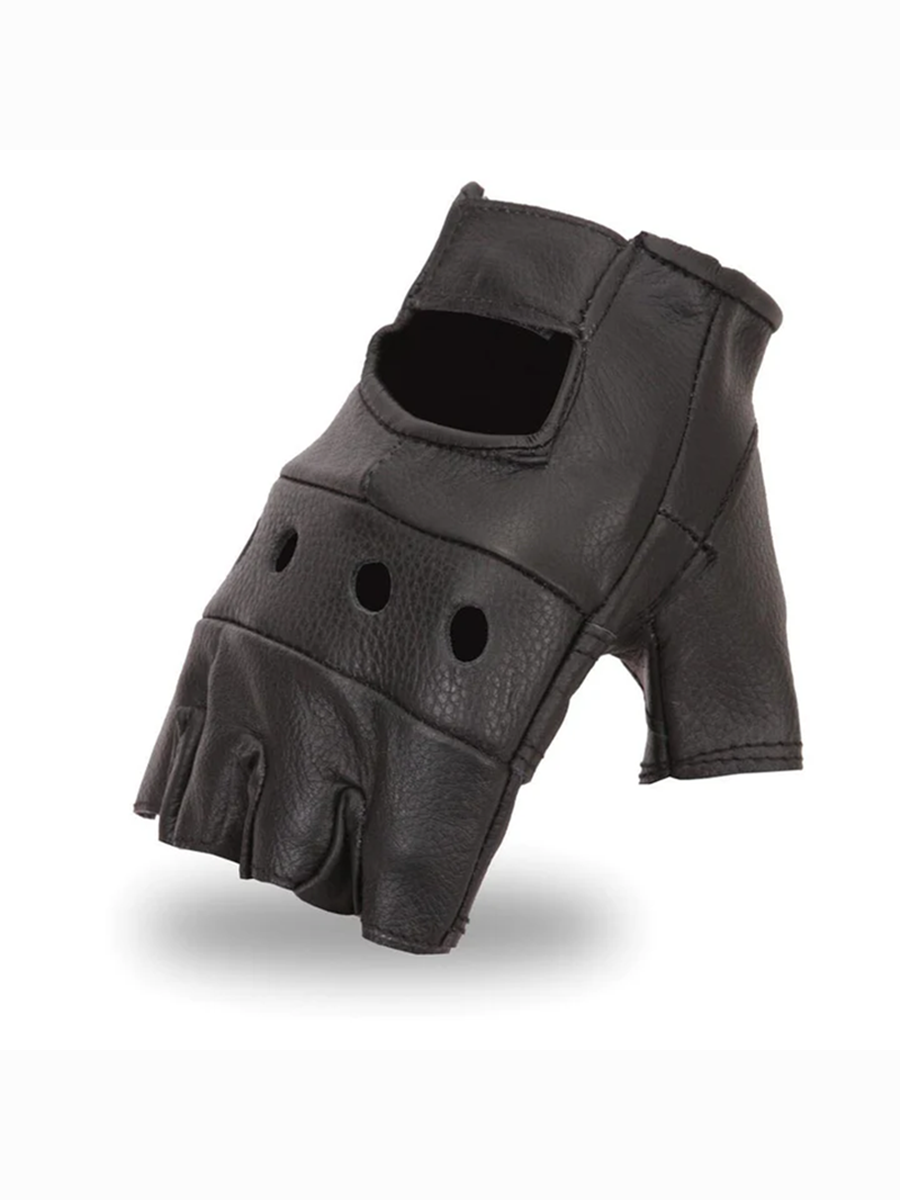 Leather Moto Fingerless Gloves