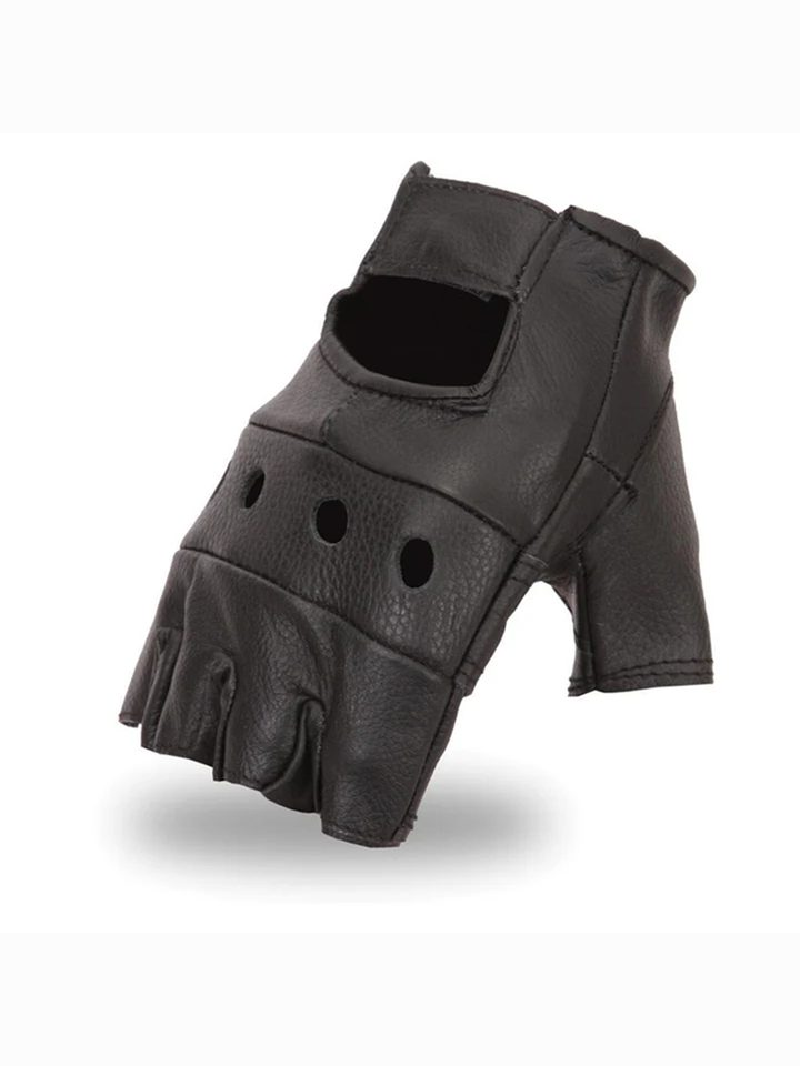 Leather Moto Fingerless Gloves