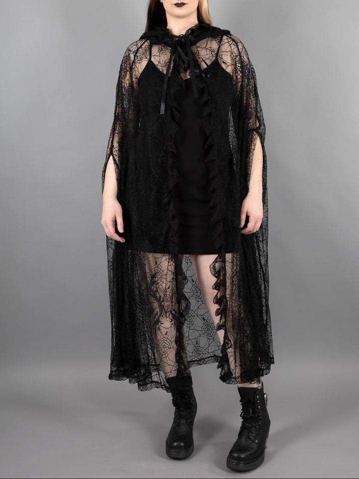 Black Spiderweb Lace Cape