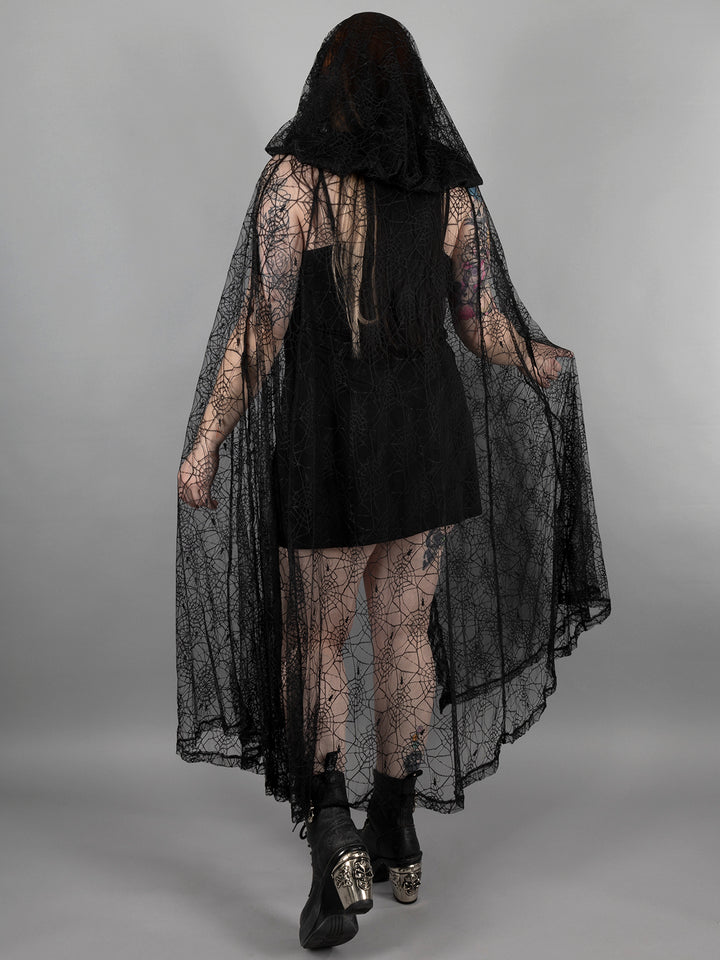 Black Spiderweb Lace Cape