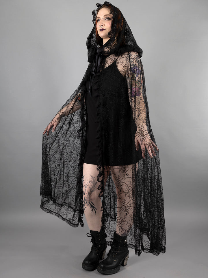 Black Spiderweb Lace Cape