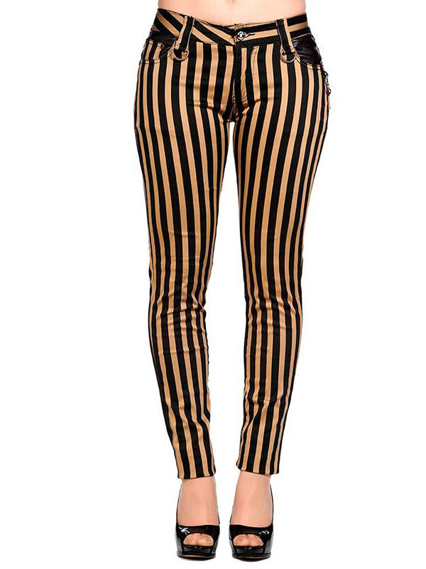Black and Brown Stripe Skinny Pants
