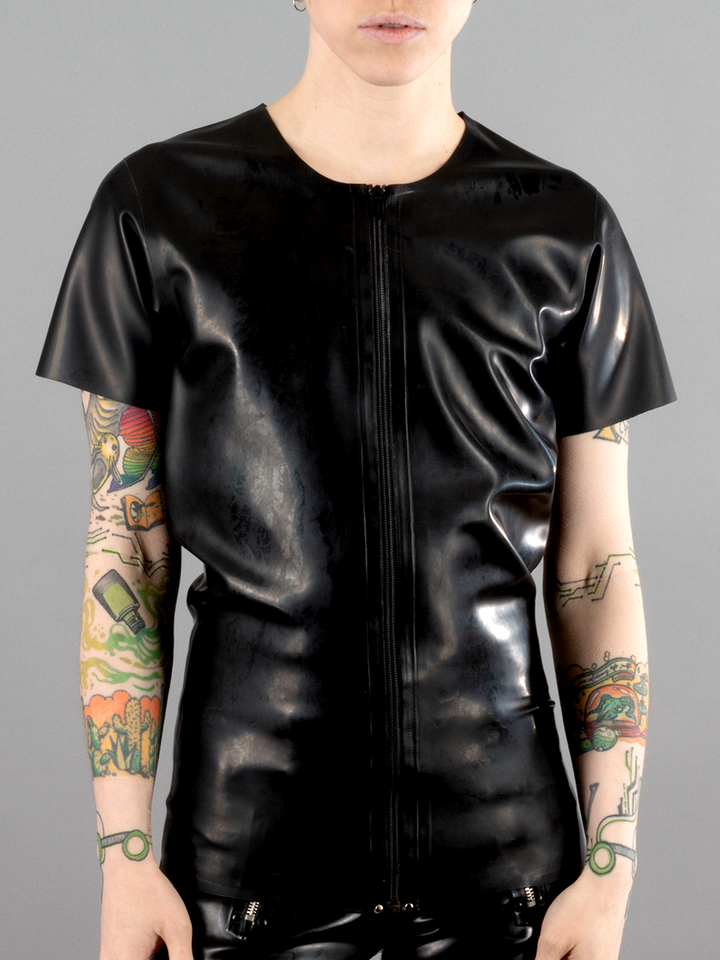 Front Zip Latex T-Shirt