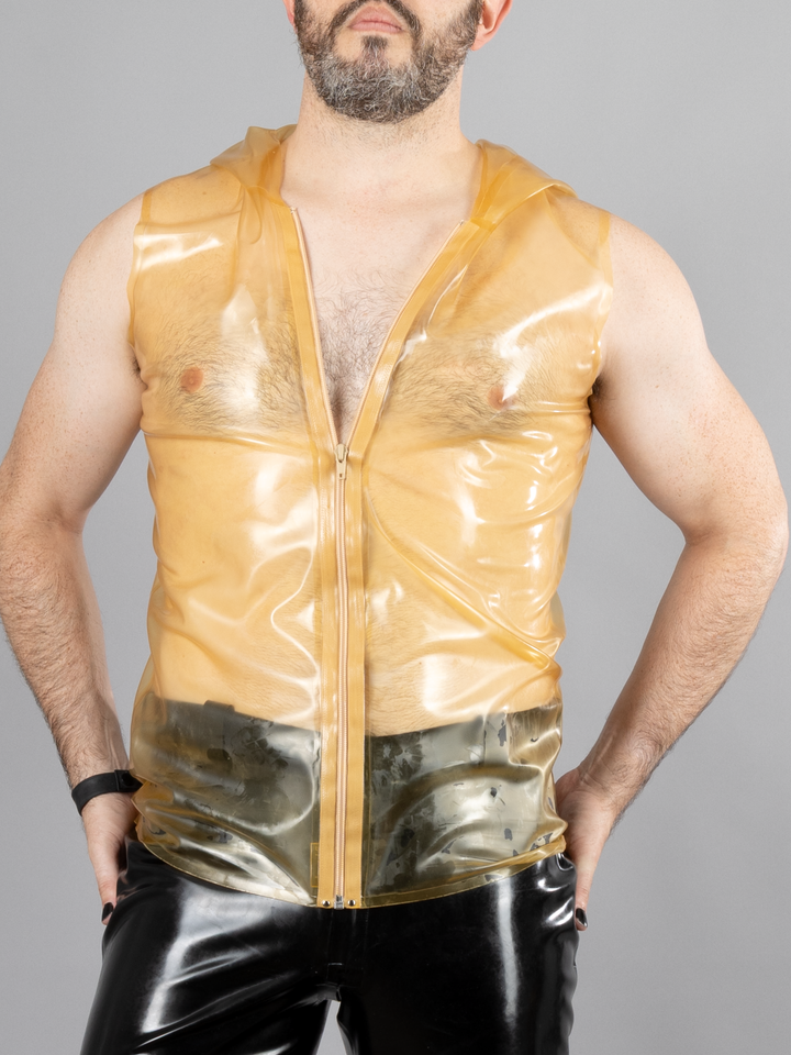 Latex Hooded Vest with Coloured Zipper