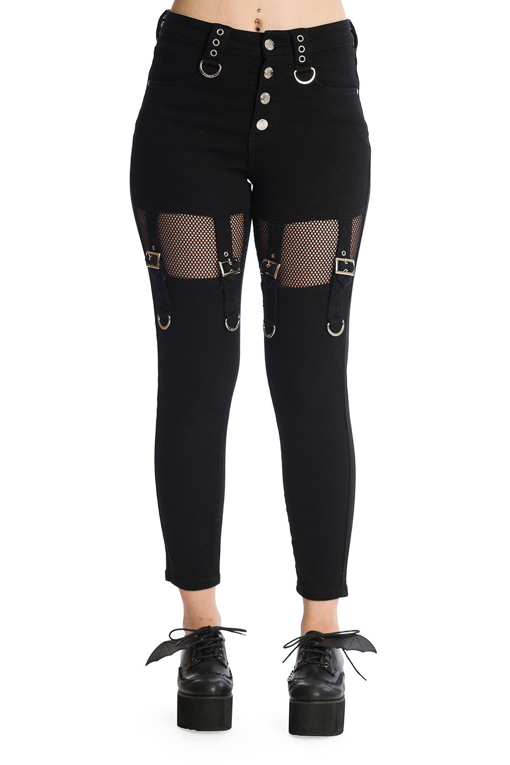 Black Net Accent Pants