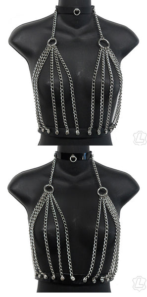 Leather Drape Chain Harness