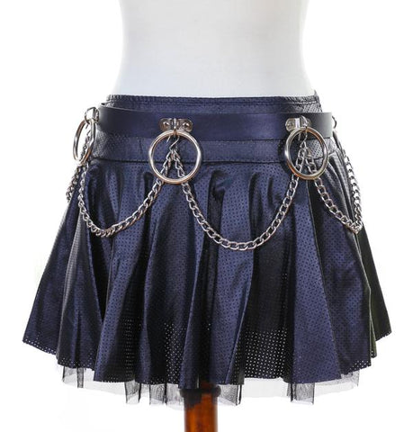 Vegan Leather Belt with O-Rings and Chains