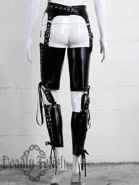 Deadly Fetish Made-To-Order Latex: Harness Addition #06 Long Side Laced Leg Braces