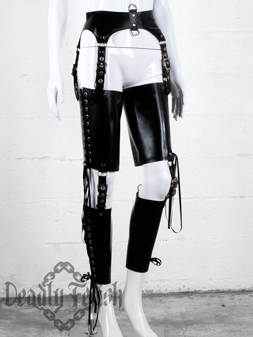 Deadly Fetish Made-To-Order Latex: Harness Addition #06 Long Side Laced Leg Braces