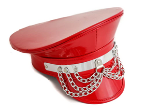 Uniform Cap with Metal Band and Draped Chain Detail