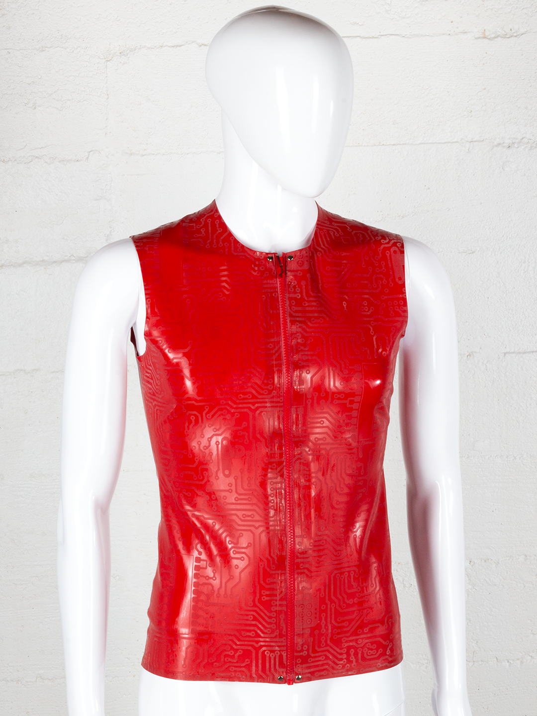 Textured Latex Sleeveless Vest with Front Zip
