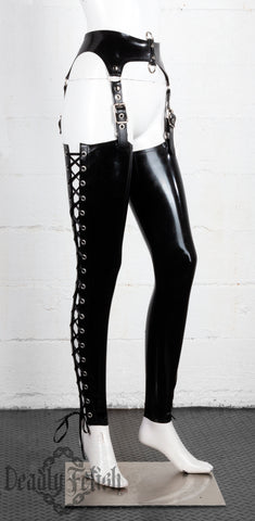 Deadly Fetish Made-To-Order Latex: Harness Addition #20 Side Lace Stockings