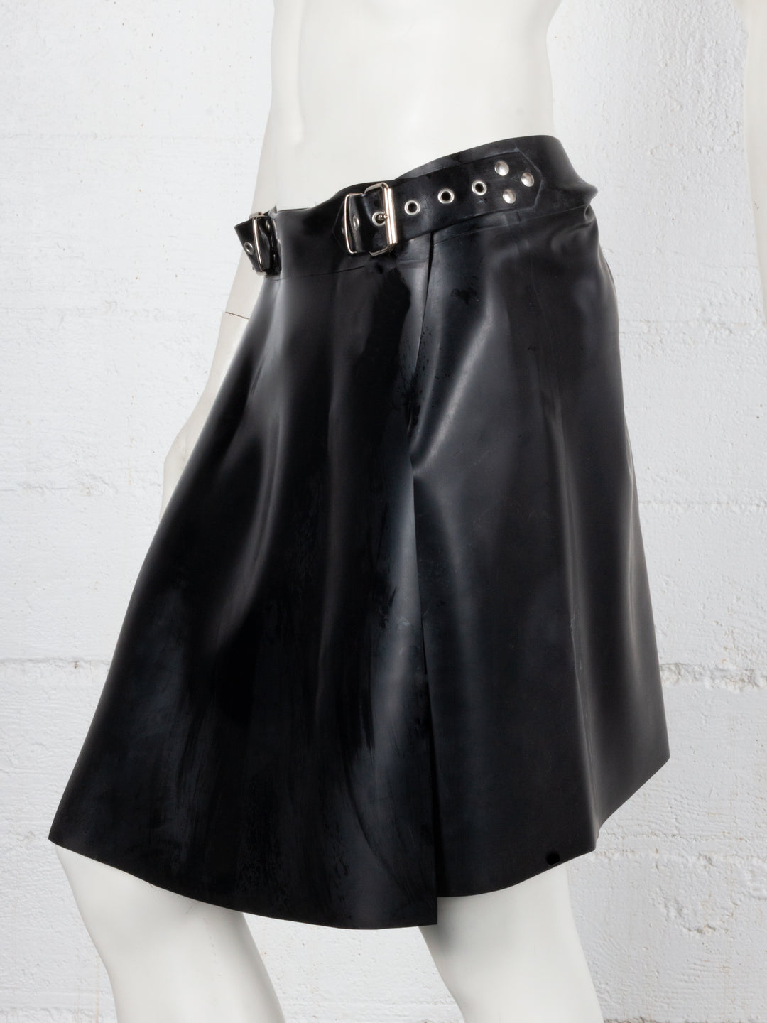 Black Latex Buckle Kilt