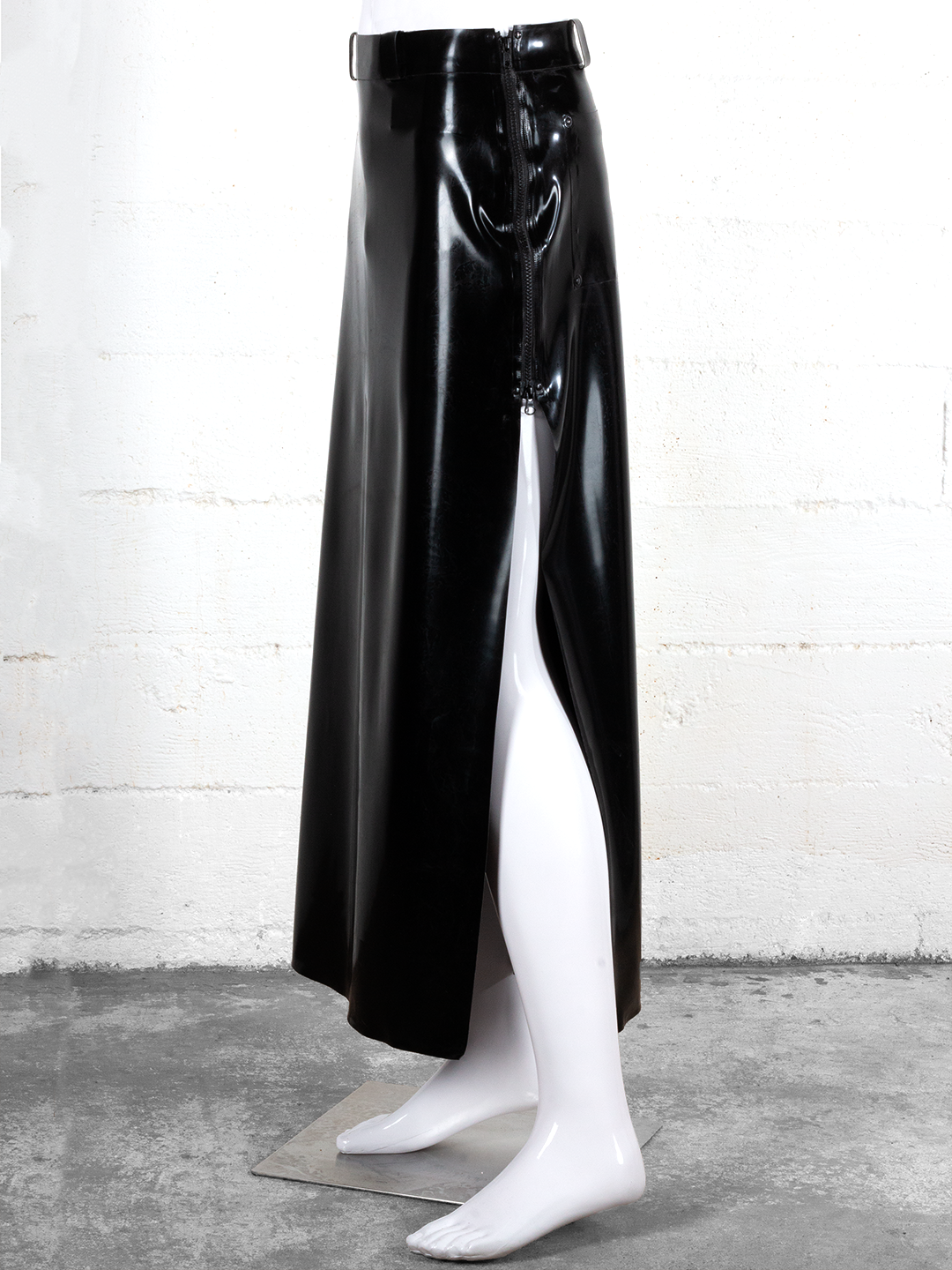 Black Latex Split Skirt