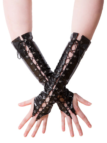 PVC Lace Up Arm Warmers