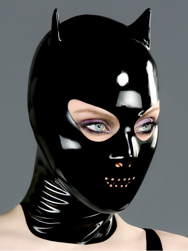 Latex Devil Hood with Nose and Perforated Mouth