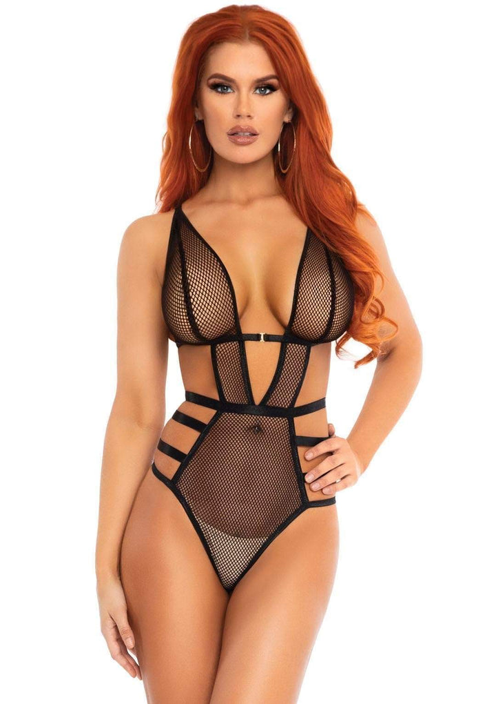 Fishnet Strappy G-String Teddy
