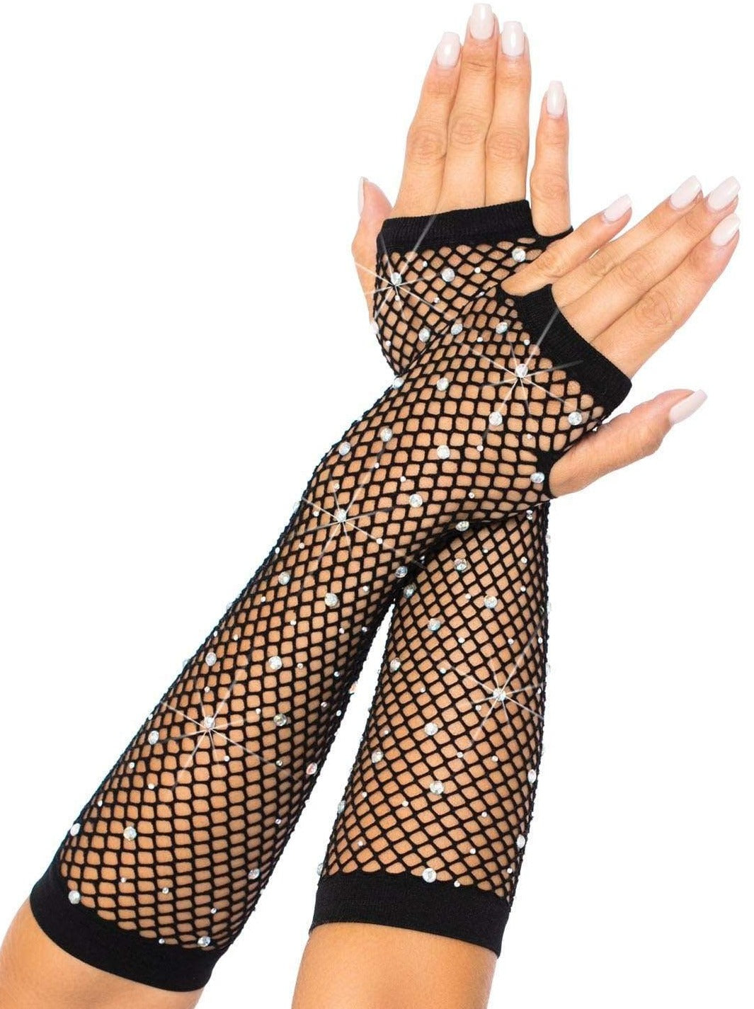 Rhinestone Fishnet Arm Warmers