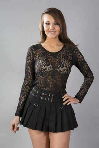 Twill Pleated Mini Skirt
