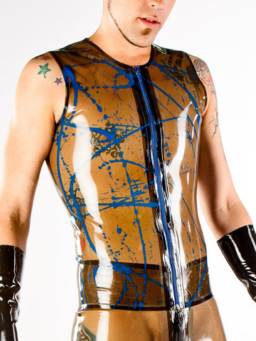 Splattered Latex Vest with Zipper