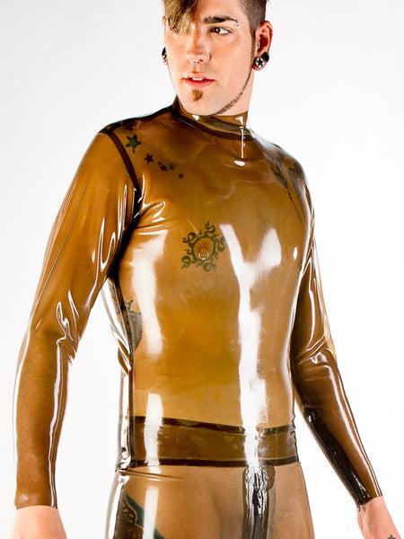 Latex Back Zip Long Sleeve Shirt
