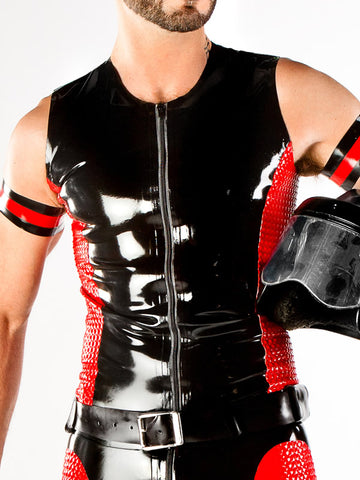 Latex Moto Vest with Textured Panels