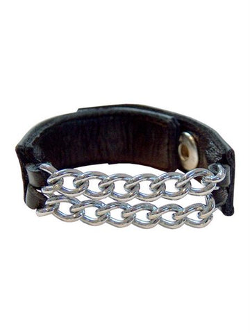 Leather Cockstrap with Two Chains